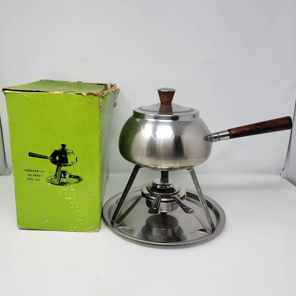 Cordova Holloware 1969 Stainless Steel‎ Fondue Dish Set With Box No Forks